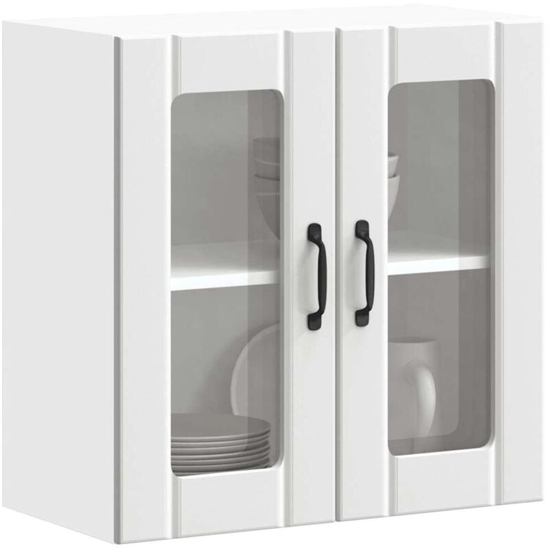 foto del prodotto pensile da cucina con porta in vetro lucca bianco truciolato vidaxl