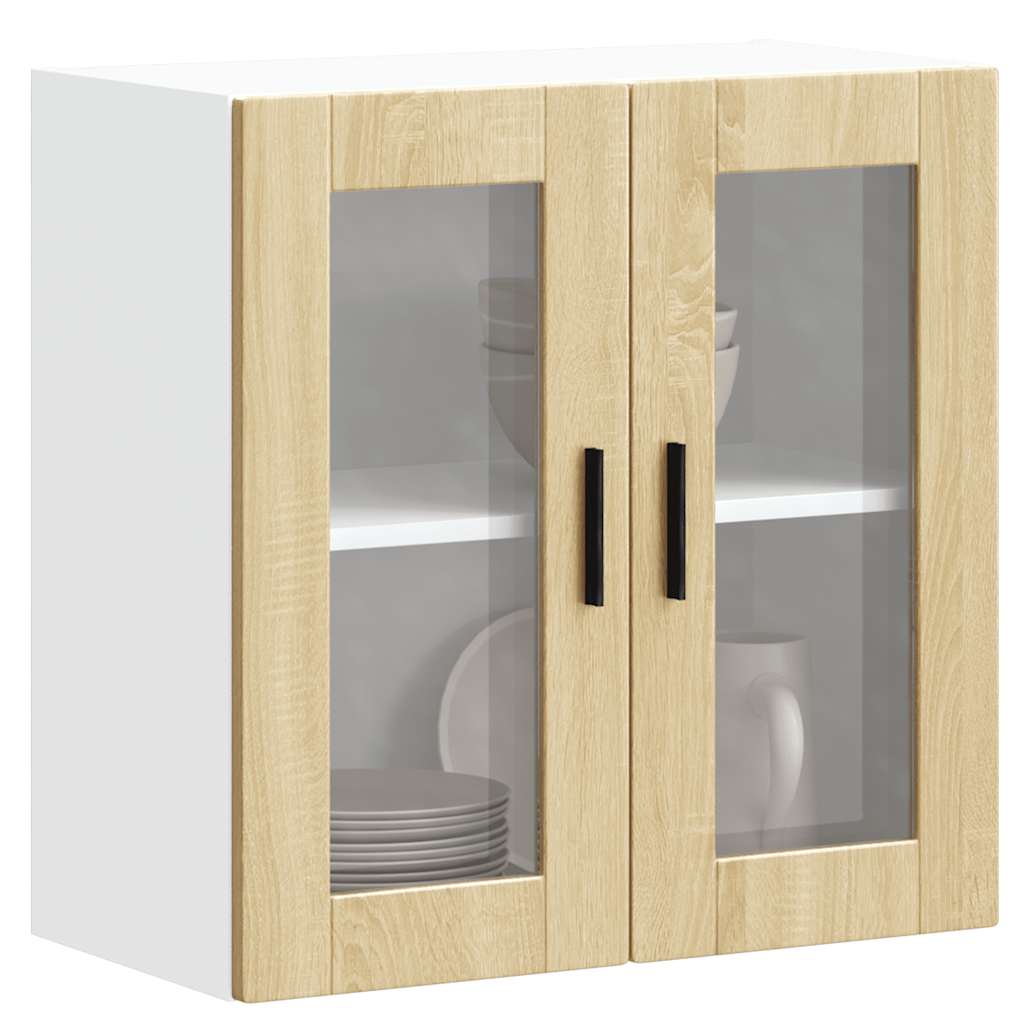foto del prodotto pensile da cucina con porta in vetro porto rovere sonoma