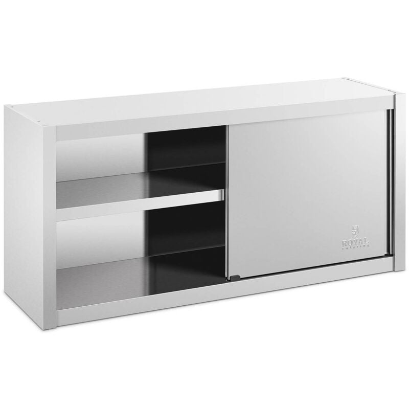 foto del prodotto pensile in acciaio inox con ante scorrevoli da cucina 120x45 cm armadietto inox