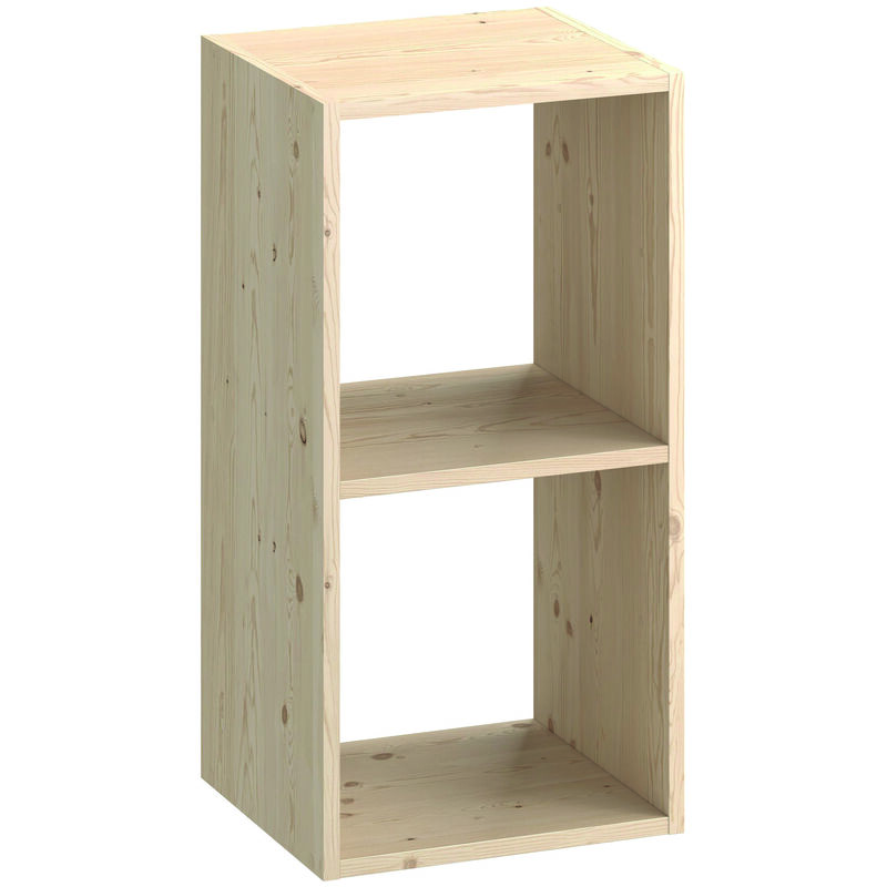 foto del prodotto pensile libreria 2 ripiani 36x30x70,5 cm in legno di pino naturale