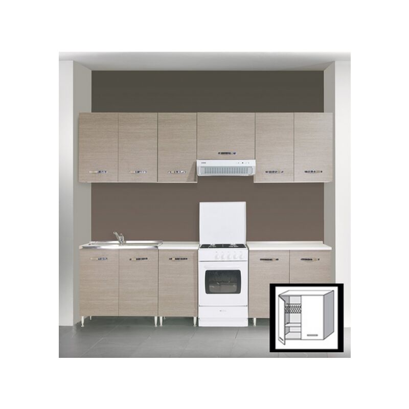 foto del prodotto pensile mobile cucina 2 ante con scolapiatti 80x30xh72 cm larice lgc80kit