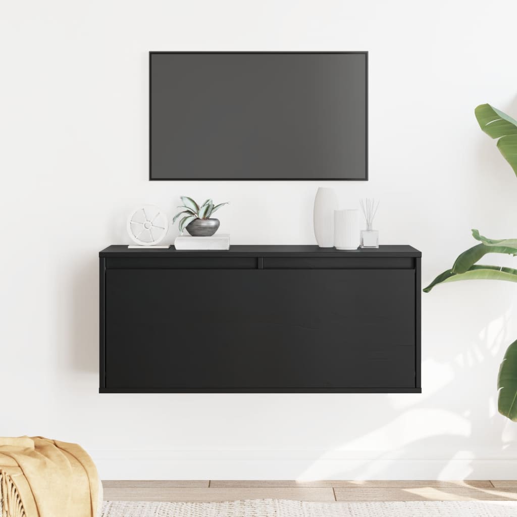 foto del prodotto pensile nero 80x30x35 cm in legno massello di pino cod mxl 33136