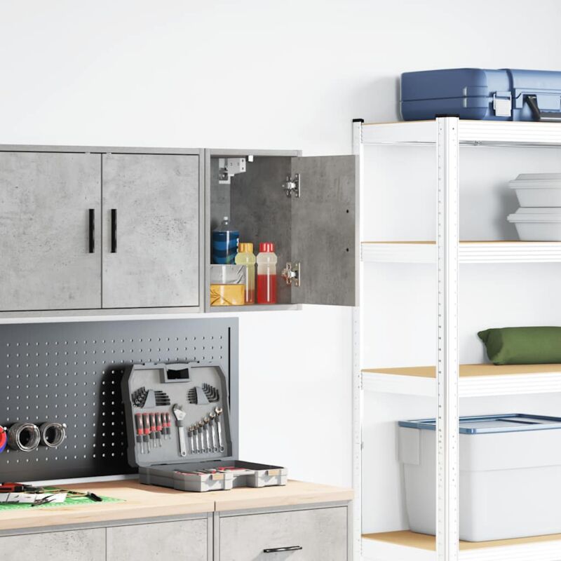 foto del prodotto pensile per garage grigio cemento in legno multistrato vidaxl