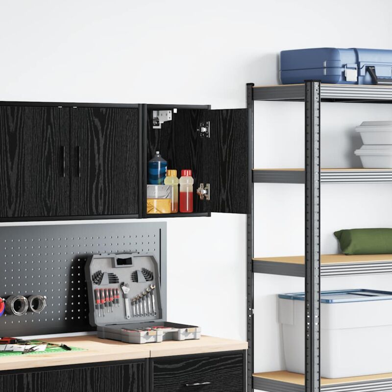 foto del prodotto pensile per garage nero in legno multistrato vidaxl