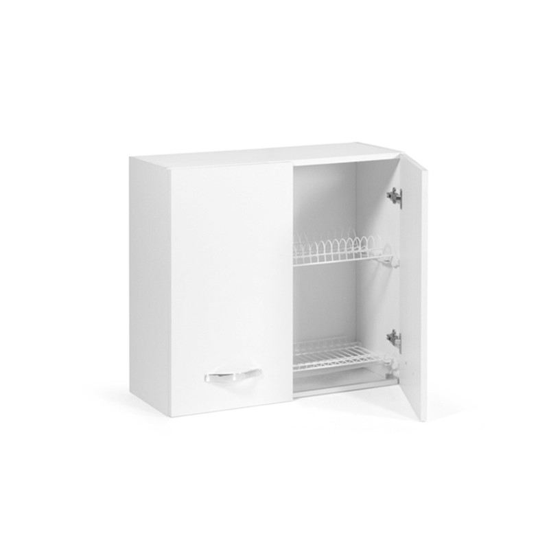 foto del prodotto pensile scolapiatti per cucina bianco frassinato cm 80x32xh 72 con 2 ante