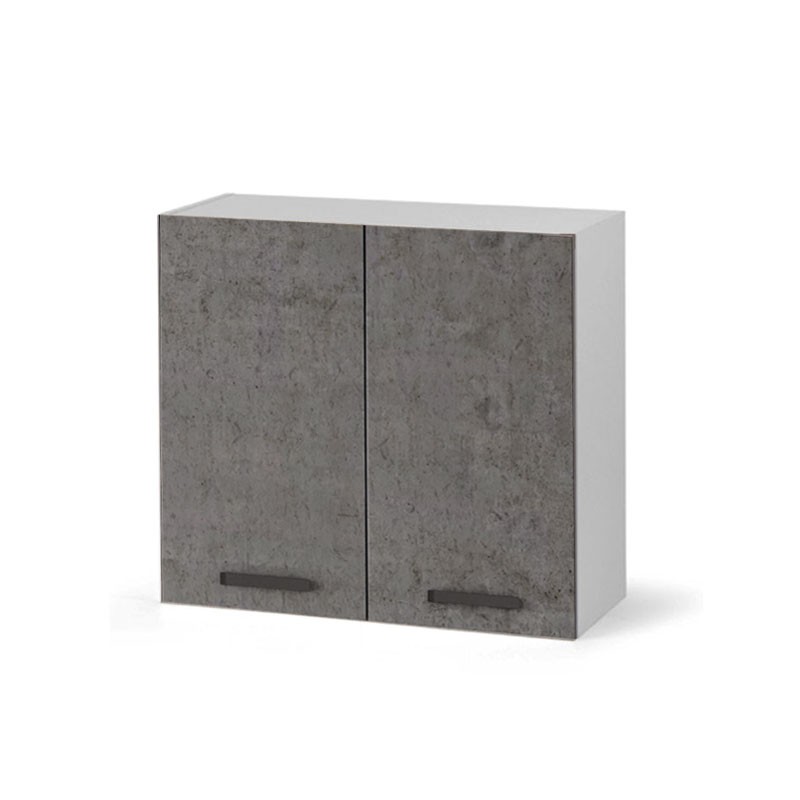 foto del prodotto pensile scolapiatti per cucina grigio cemento con 2 ante cm 80x32xh 72