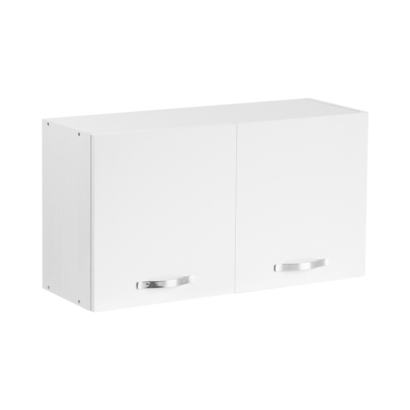 foto del prodotto pensile sopracappa bianco frassinato con 2 ante da cucina cm 90x32xh49