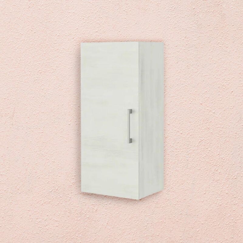 foto del prodotto pensile sospeso bagno 1 anta quercia bianco maniglia cromata rimini