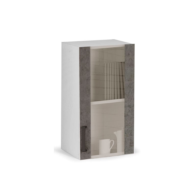 foto del prodotto pensile vetrina grigio cemento 1 anta in legno nobilitato h.72x40x32cm
