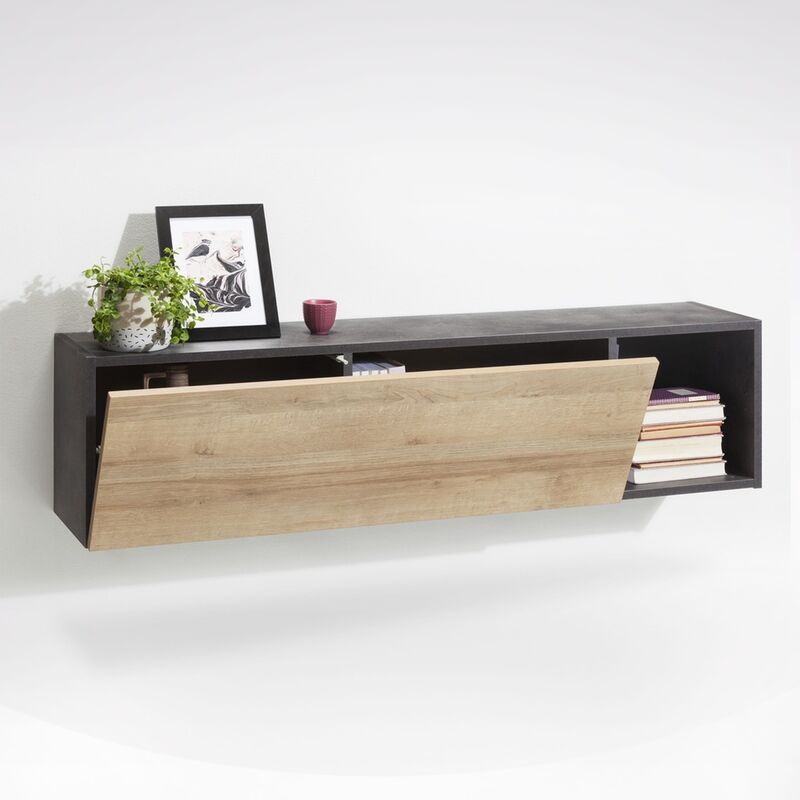 foto del prodotto pensile vittoria 140x30 h. 35 nero e riviera oak