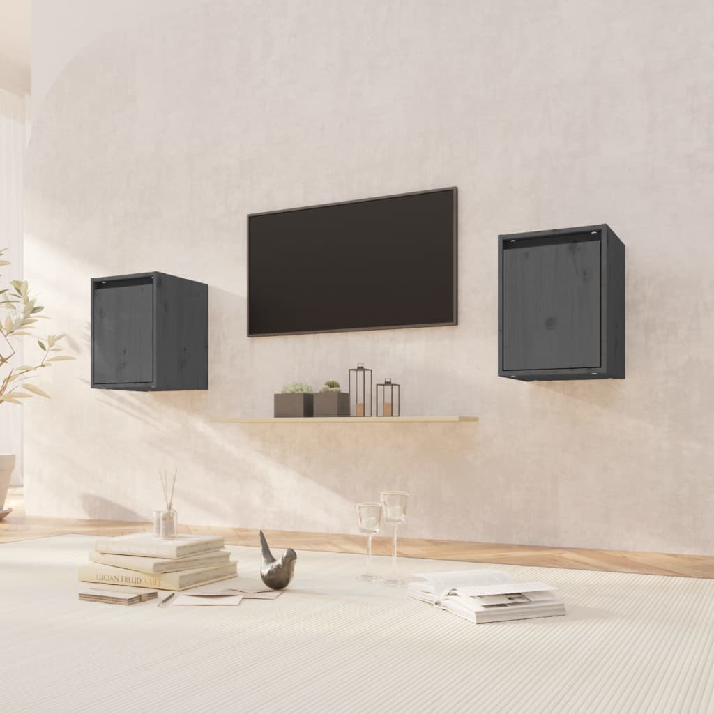 foto del prodotto pensili 2 pz grigi 30x30x40 cm in legno massello di pino cod mxl 32914