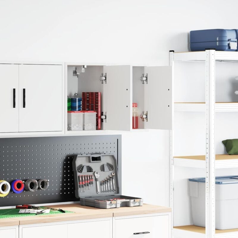 foto del prodotto pensili per garage 2 pz bianco in legno multistrato vidaxl