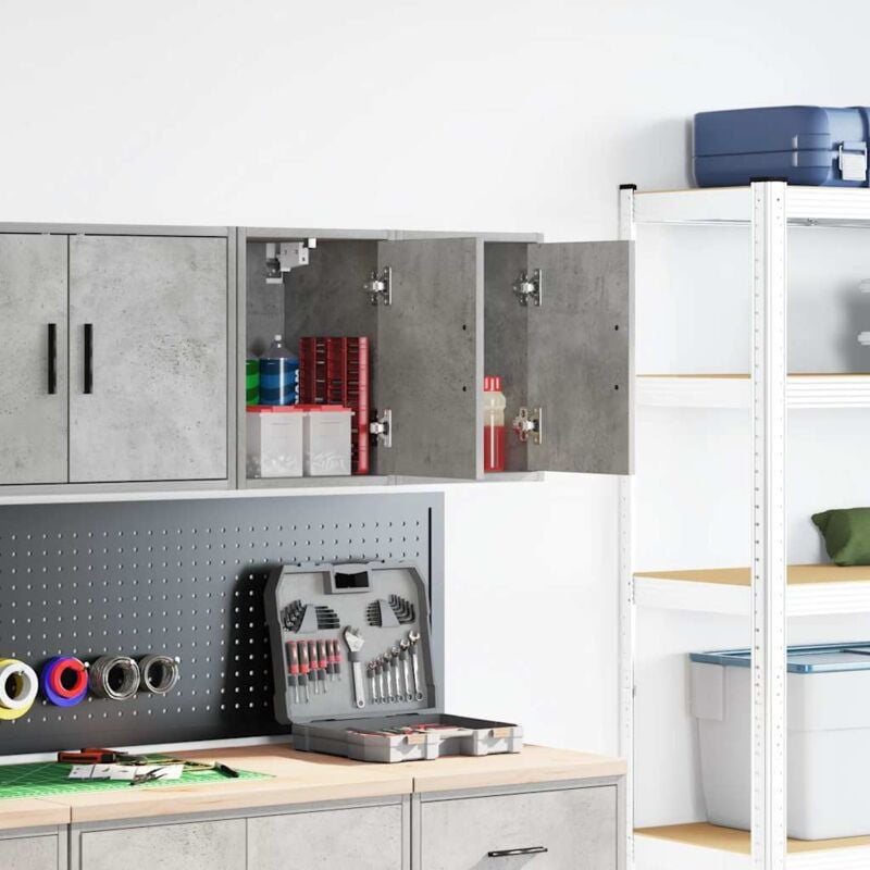 foto del prodotto pensili per garage 2 pz grigio cemento in legno multistrato vidaxl