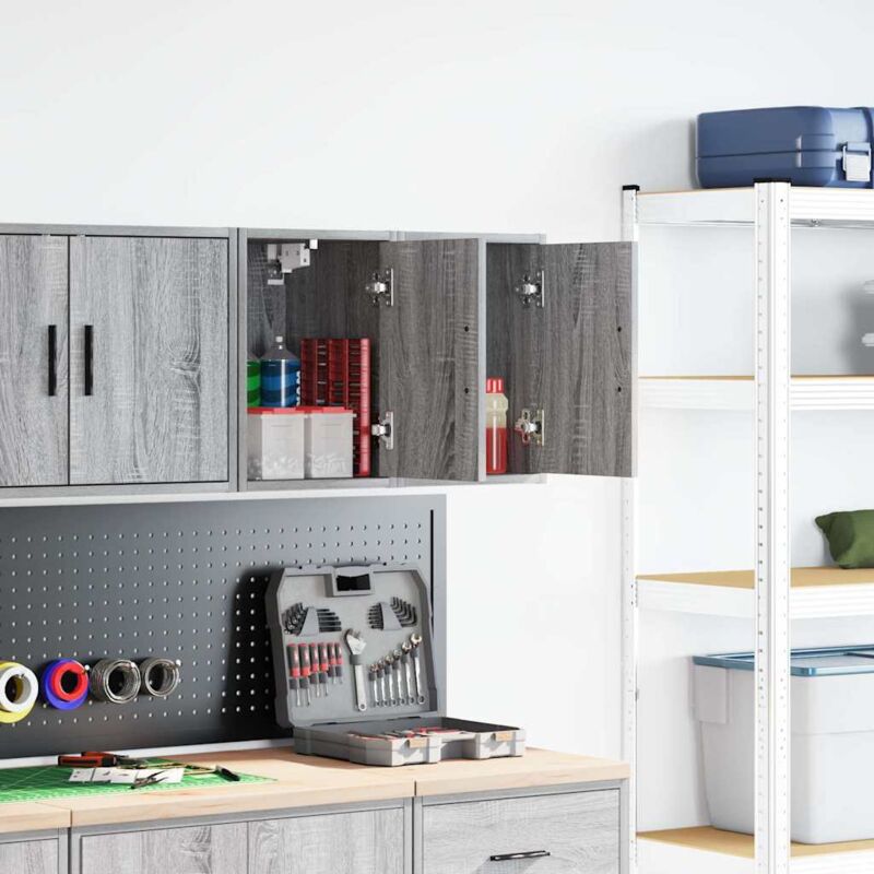foto del prodotto pensili per garage 2 pz grigio sonoma in legno multistrato vidaxl