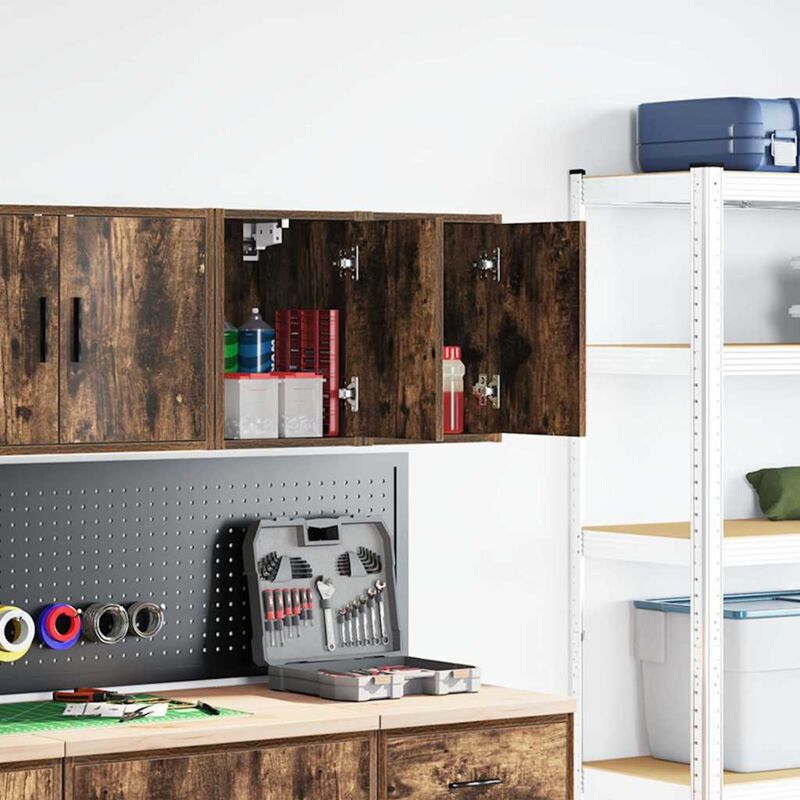 foto del prodotto pensili per garage 2 pz rovere fumo in legno multistrato vidaxl