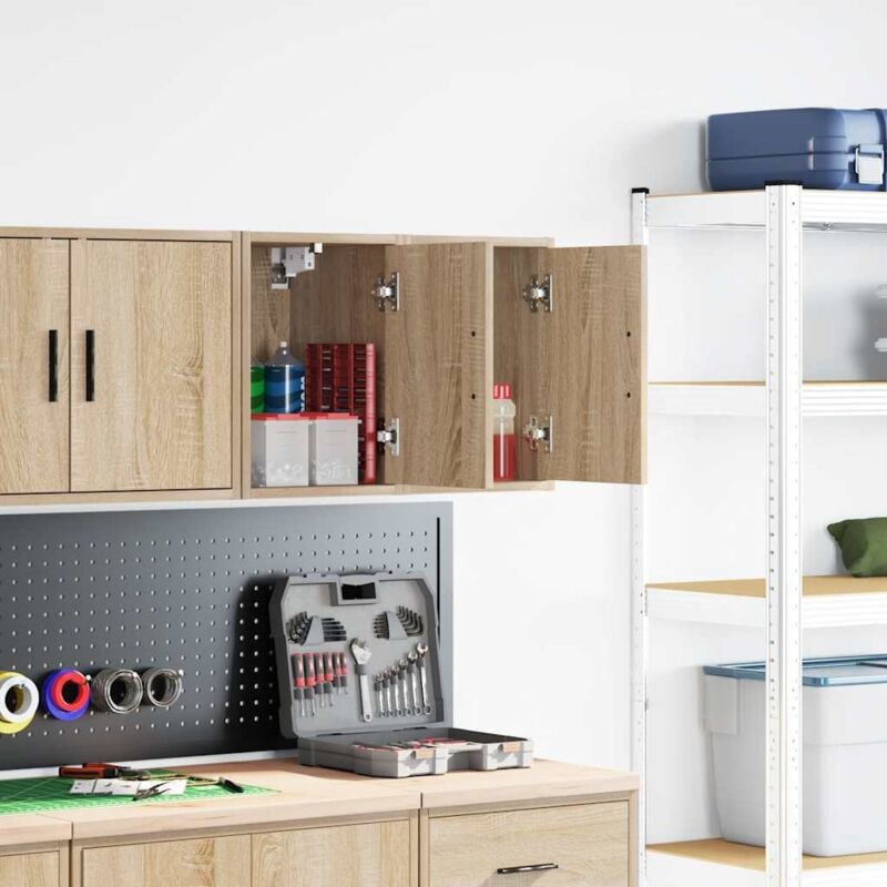 foto del prodotto pensili per garage 2 pz rovere sonoma in legno multistrato vidaxl