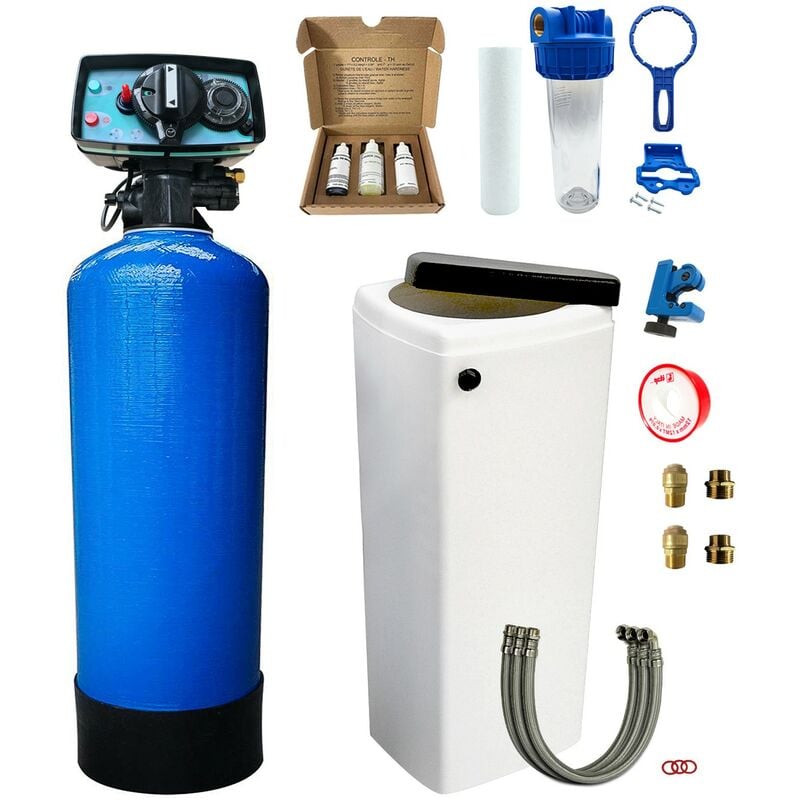 foto del prodotto pentair addolcitore acqua biblocco 20l toodo fleck 5600 volumetrico meccanico completo di kit installazione
