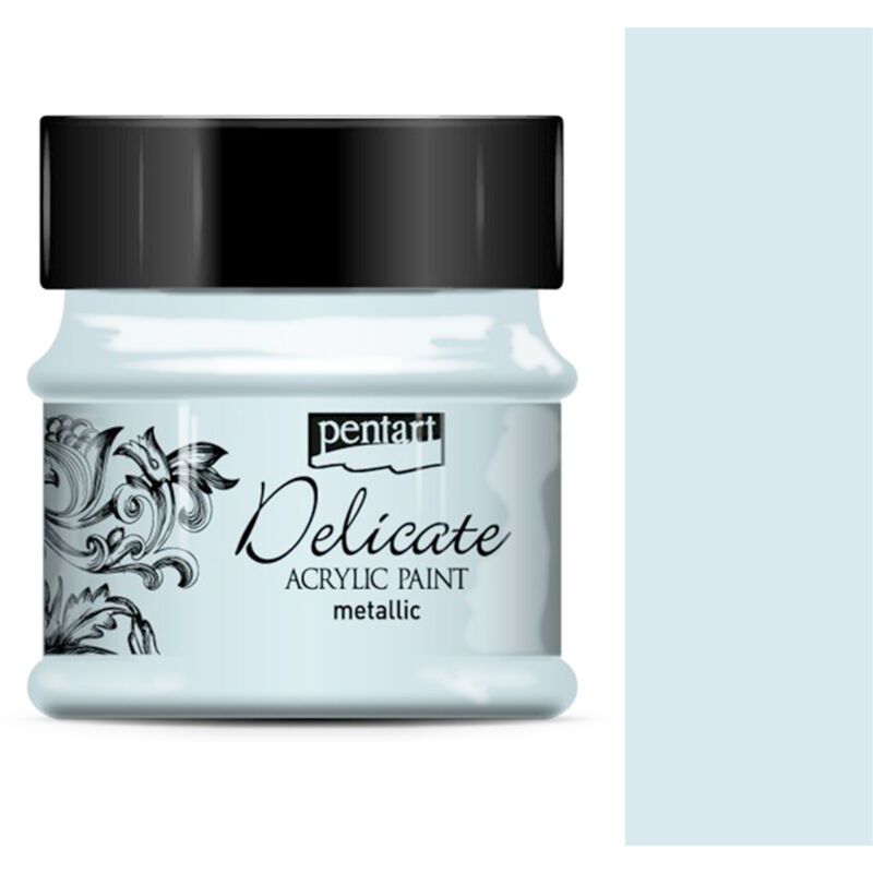 foto del prodotto pentart delicate vernice acrilica metallizzata lucida 50ml blu argento