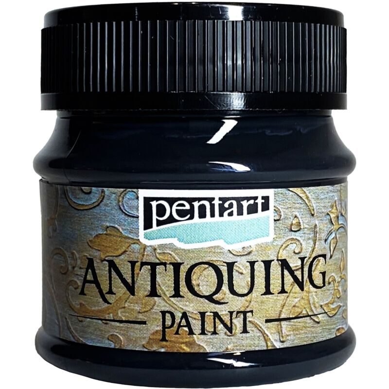 foto del prodotto pentart vernice antichizzante effetto vintage, all acqua, anticata, 50ml, nero