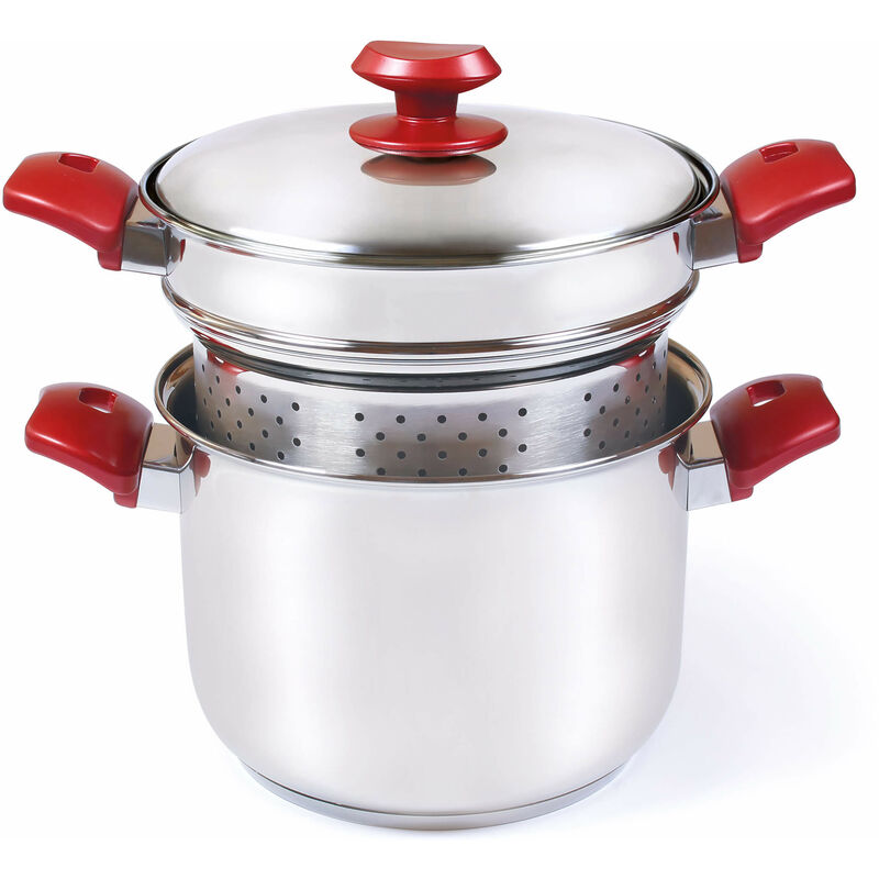 foto del prodotto pentola colapasta 22 cm in acciaio antiaderente induzione collection acciaio rosso