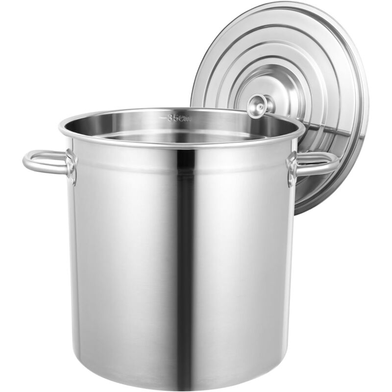 foto del prodotto pentola da cucina in acciaio inox, 35 l, con coperchio, per stufati, minestre, gulash, da campeggio