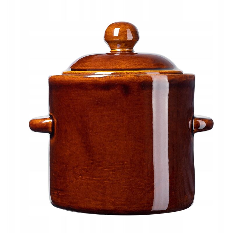 foto del prodotto pentola in gres kadax ceramica densa, con coperchio, lavabile in lavastoviglie, fatta a mano, per cetrioli e crauti, 1,8 l