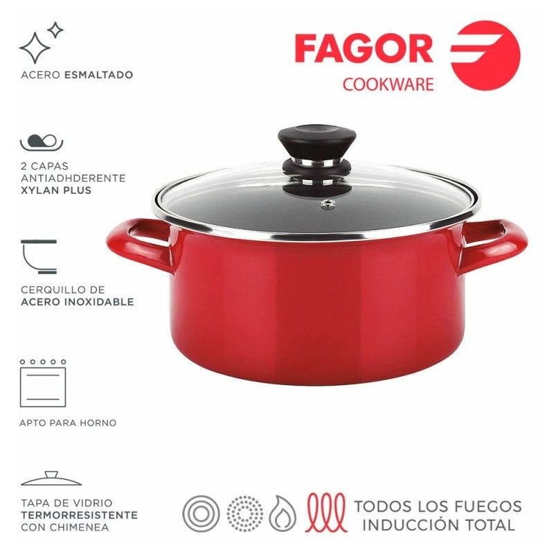 foto del prodotto pentola optimax coperchio rosso acciaio aisi 430 24x13cm fagor