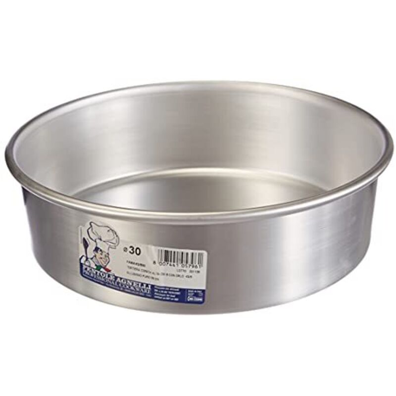 foto del prodotto pentole agnelli linea pasticceria e pizza tortiera conica in alluminio con orlo (h 8 cm), argento, 30 cm