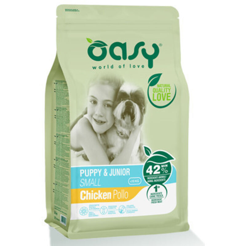 foto del prodotto per cane puppy junior small con pollo oasy