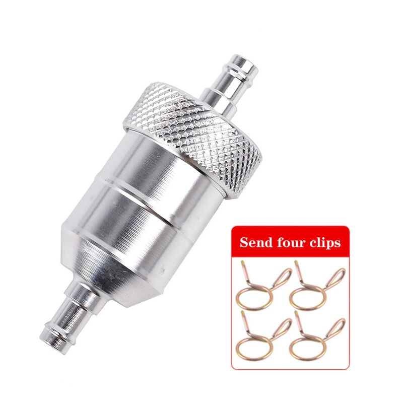 foto del prodotto per filtro carburante moto filtro carburante, filtro carburante detergente universale per filtri moto 8 mm argento 