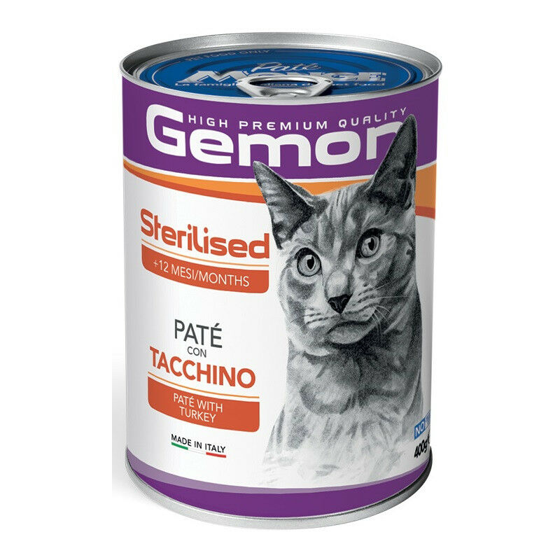 foto del prodotto per gatti adulti sterilised pat con tacchino da 400 gr gemon