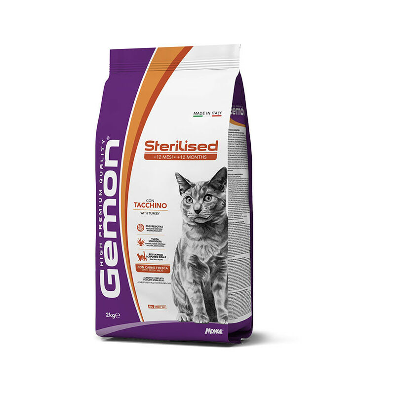 foto del prodotto per gatti sterilizzati con tacchino da 2 kg gemon