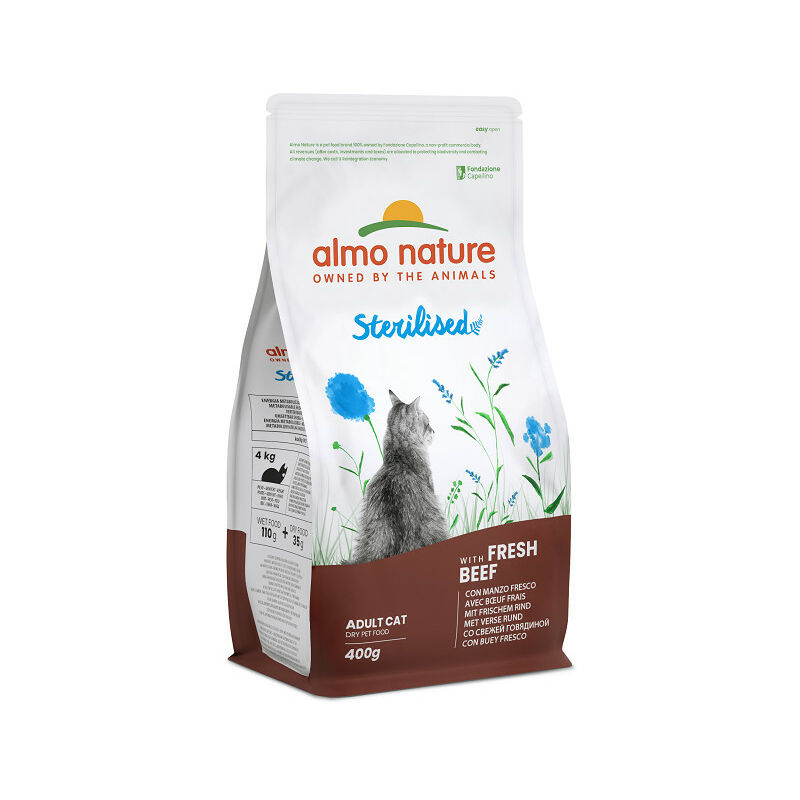 foto del prodotto per gatto adult sterilised con manzo e riso da 400gr almo nature