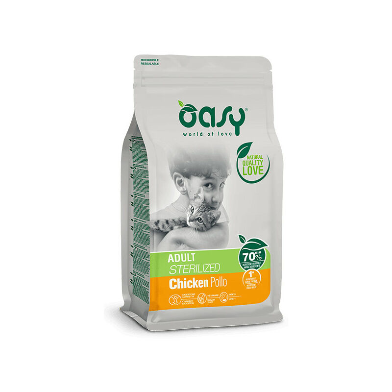 foto del prodotto per gatto adult sterilized con pollo da 300 gr oasy