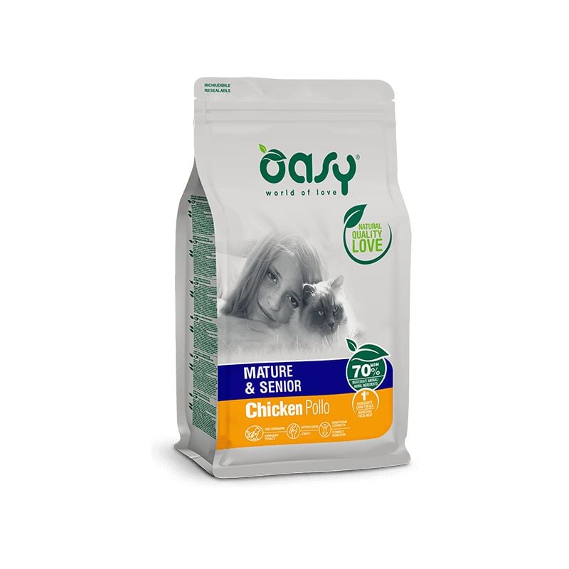 foto del prodotto per gatto mature senior con pollo da 1,5 kg oasy