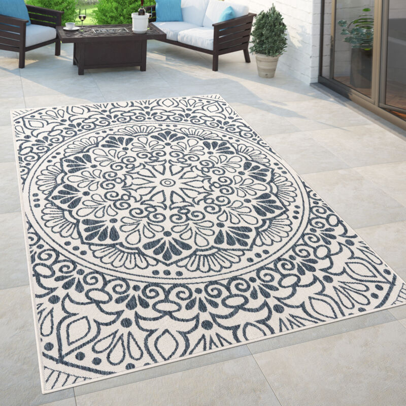 foto del prodotto per interni ed esterni, per balcone e terrazza, con motivo orientale, in blu 80x200 cm paco home