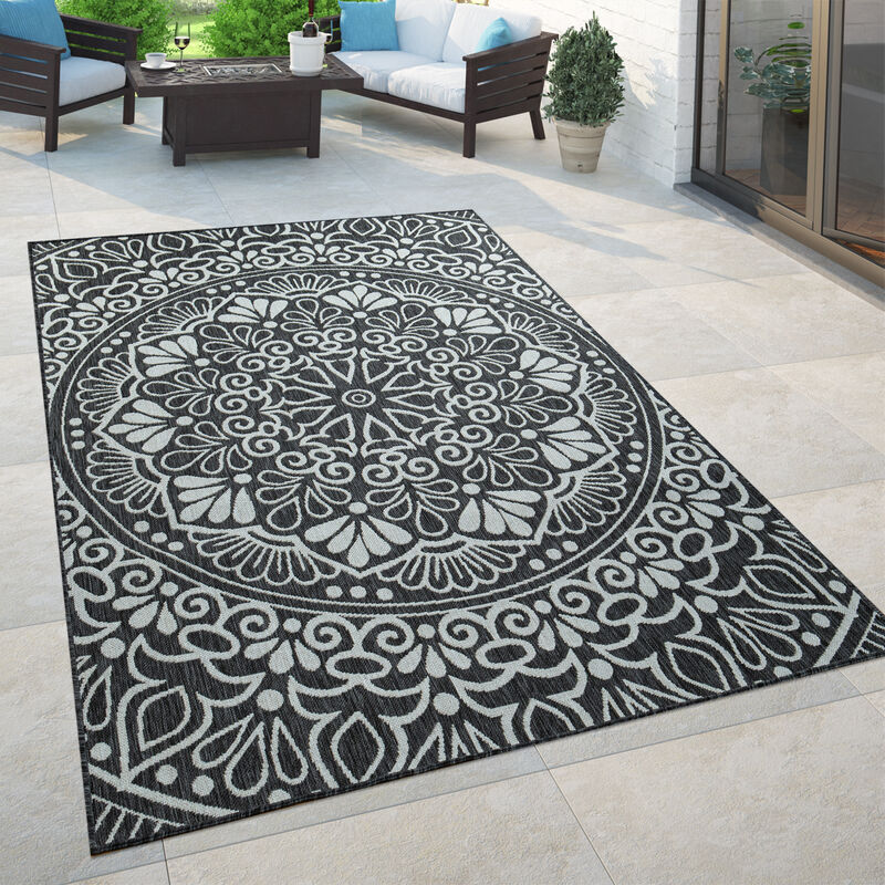 foto del prodotto per interni ed esterni, per balcone e terrazza, con motivo orientale, in nero 80x200 cm paco home