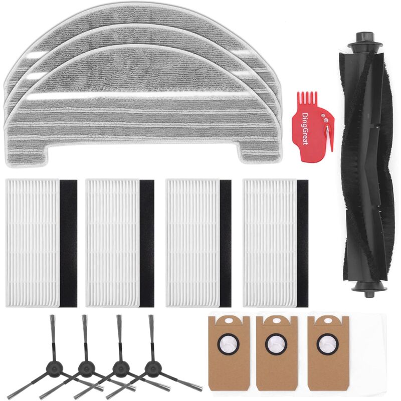 foto del prodotto per kit di accessori per aspirapolvere robot proscenic m8 pro, 1 confezione di spazzola principale, 4 spazzole laterali, 4 filtri, 3 mop, 3 sacchetti