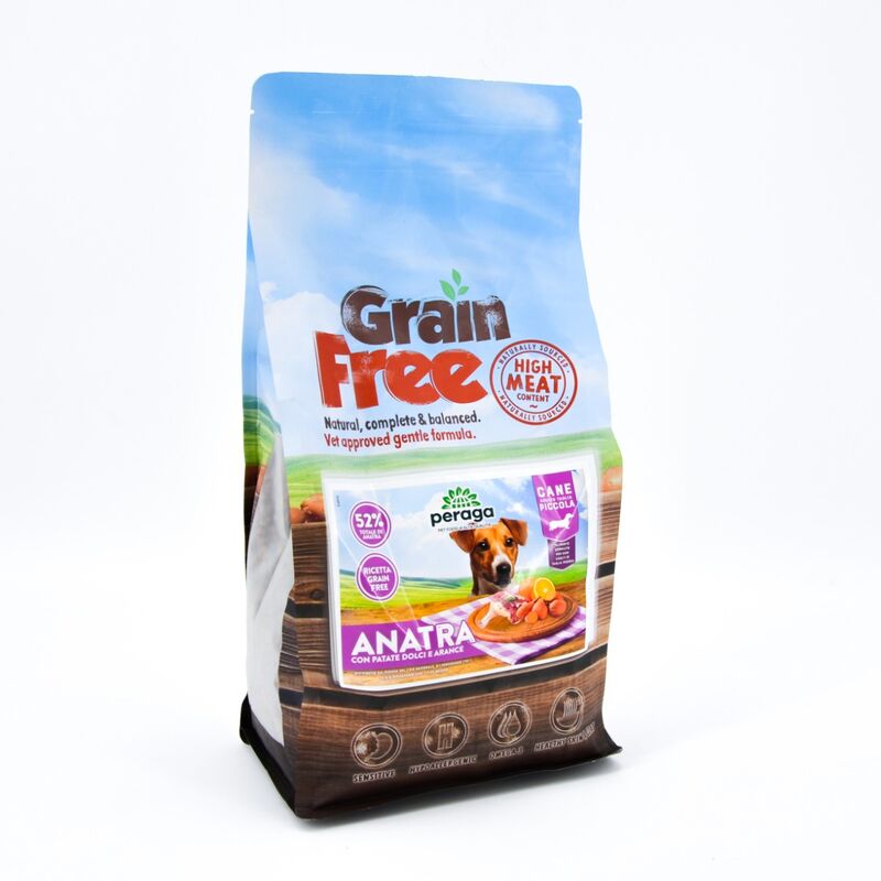 foto del prodotto peraga crocchette grain free per cane adulto taglia piccola 6kg anatra cibo per cani