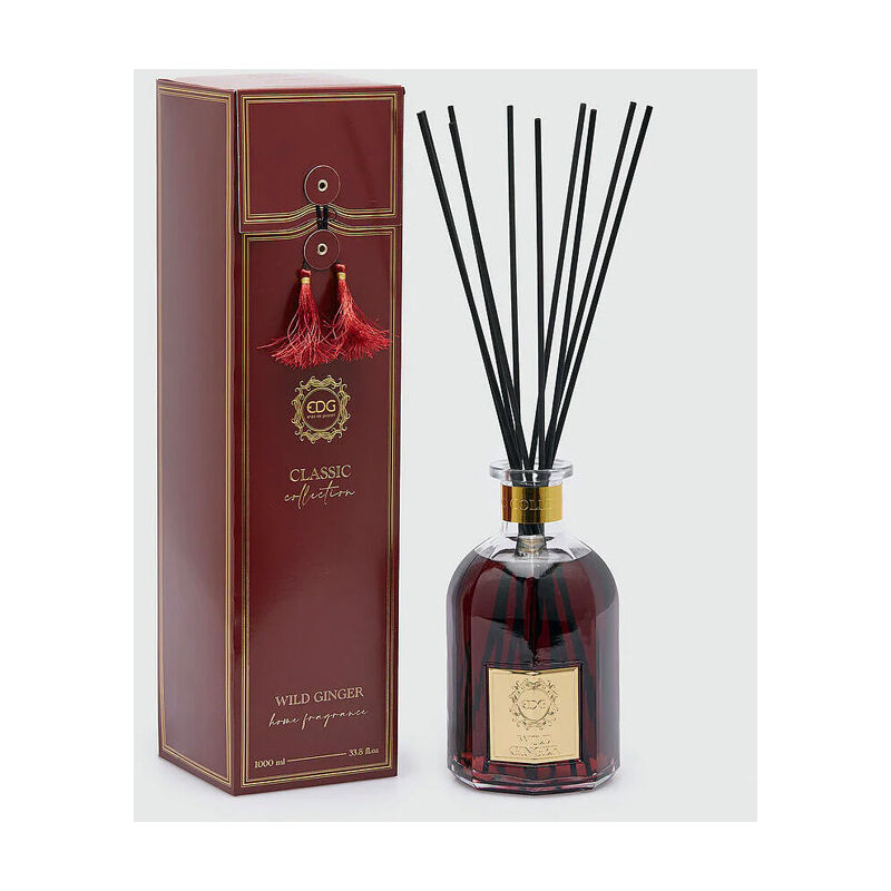 foto del prodotto peragashop edg, profumatore in bottiglia con bastoncini classic 12xh22cm 1000ml fragranza wild ginger, natale, casa