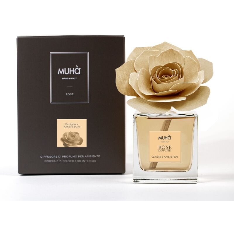 foto del prodotto peragashop - muhà rose diffuser profumatore per ambiente vaniglia e ambra pura 100ml