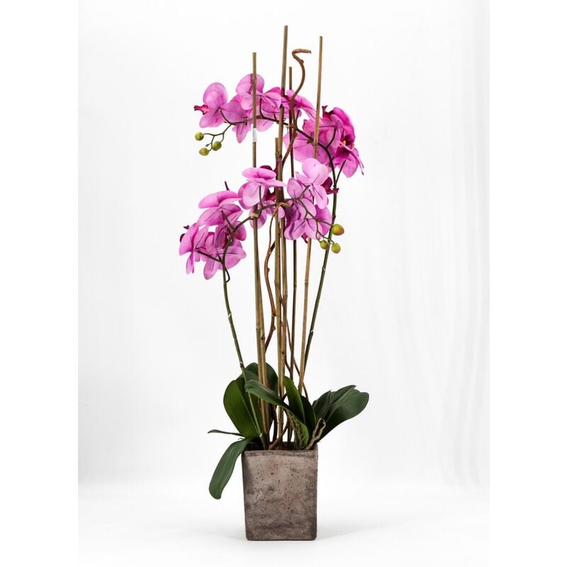 foto del prodotto peragashop phalaenopsis orchidea artificiale 80cm con vaso quadrato rosa fiori piante artificiali