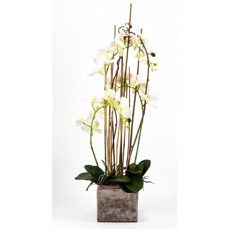 foto del prodotto peragashop phalaenopsis orchidea artificiale 90cm con vaso quadrato bianca fiori piante artificiali