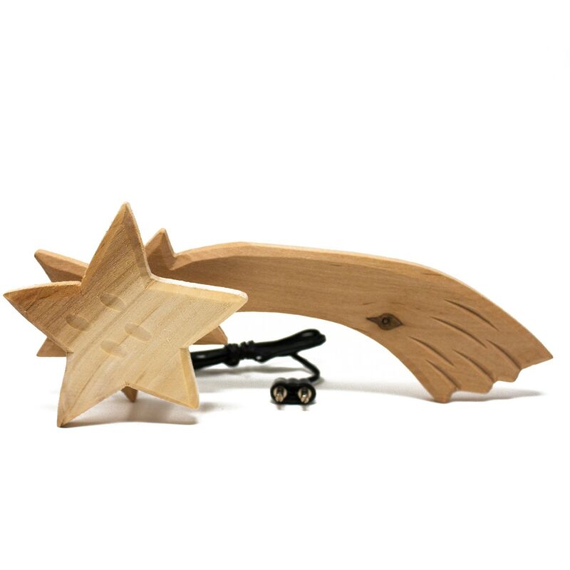 foto del prodotto peragashop stella cometa in legno presepe 15 cm con luce 3,5v 11492