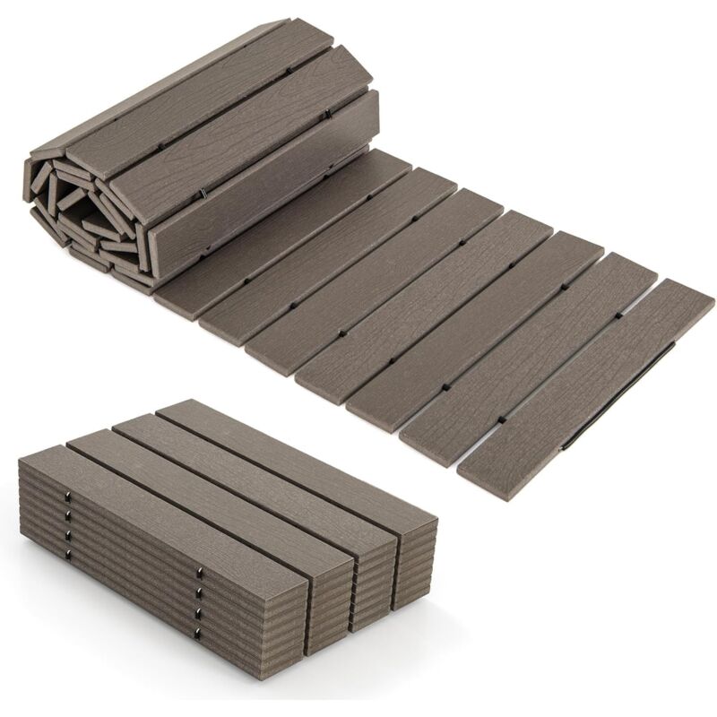 foto del prodotto percorso giardino 242 cm, passerella dritta da esterno con connessione a filo metallico, superficie antiscivolo, sentiero da giardino resistente alle