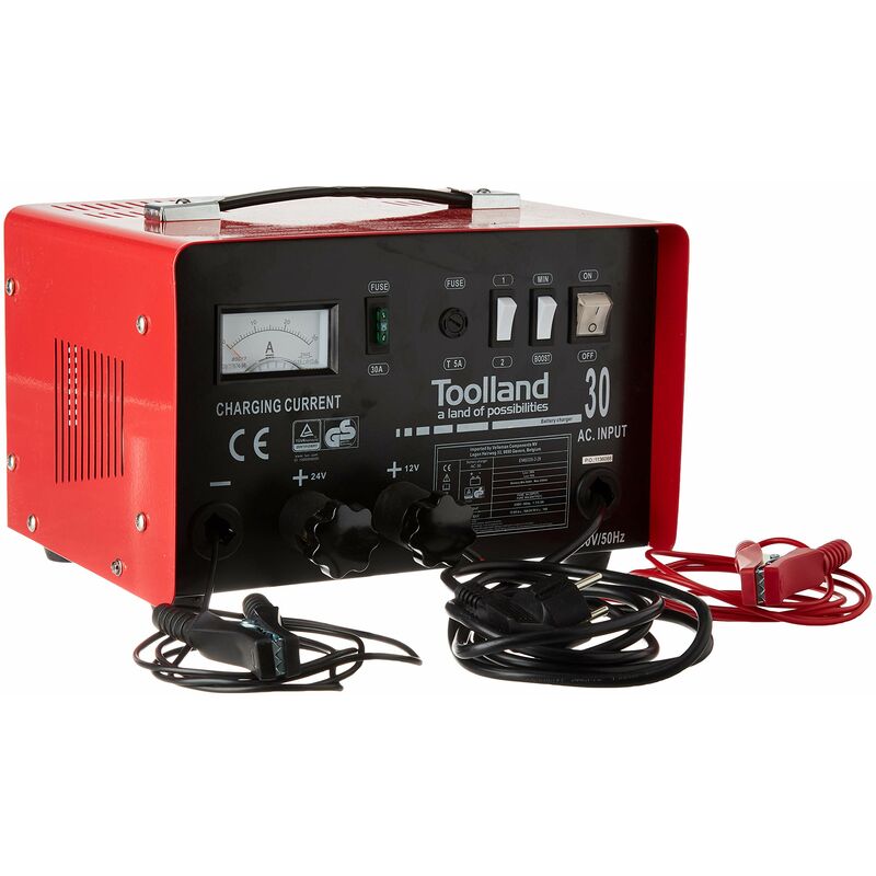 foto del prodotto perel ac30 caricatore per batteria a acido di piombo 12 24 v con funzione boost 20 a
