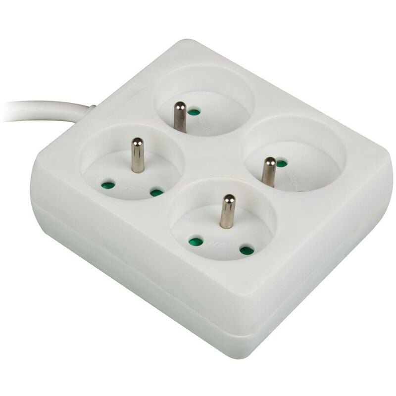 foto del prodotto perel presa 4 vie quadra cavo 1,5 m bianco presa francese