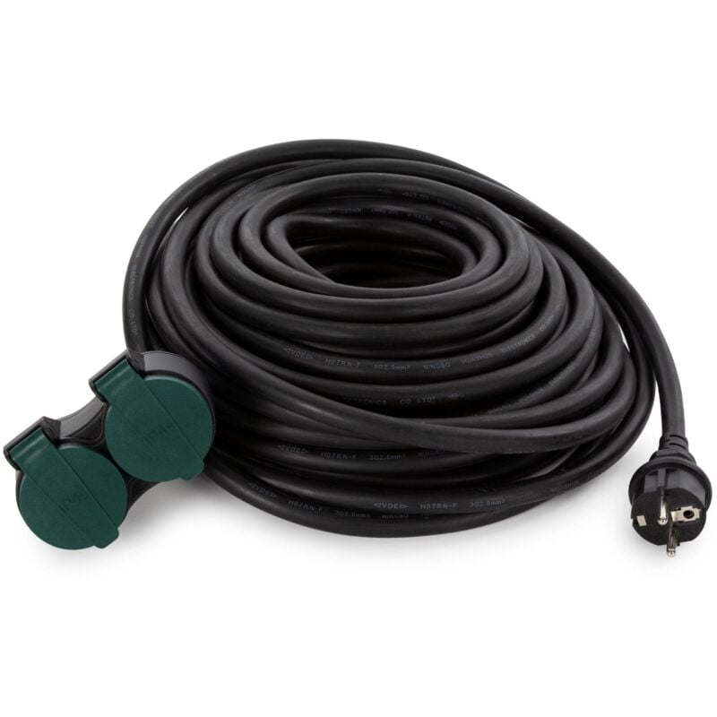 foto del prodotto perel prolunga da esterno con 2 uscite 20 m nero 3g2.5 presa francese