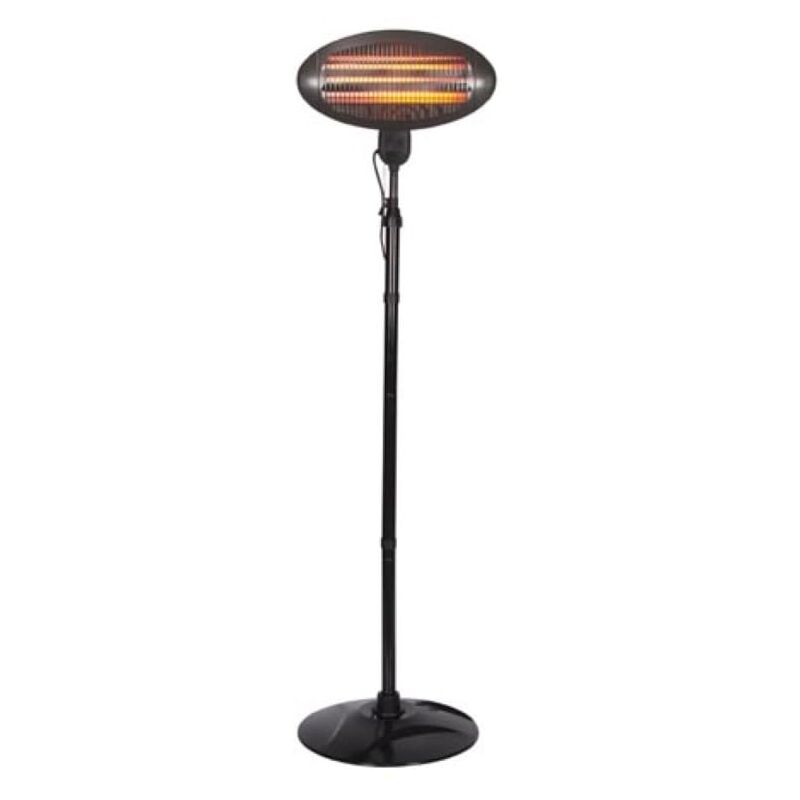 foto del prodotto perel stufa da esterno da terra, 2000 w, quarzo, con interruttore a tirante, protezione antiribaltamento, 3 livelli di calore, altezza regolabile,