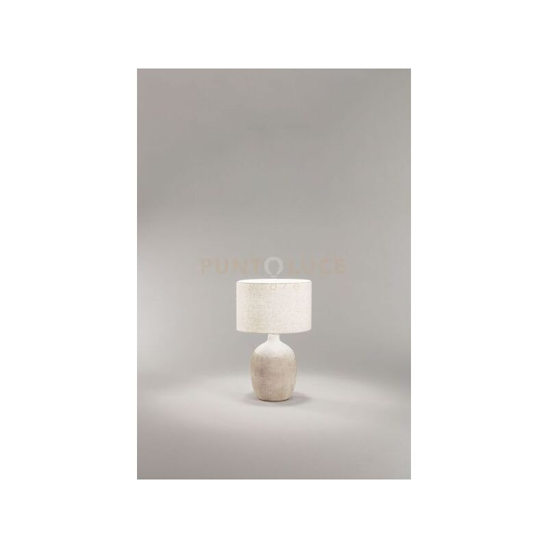 foto del prodotto perenz illumina lampada tribale da tavolo beige paralume in tessuto avana attacco e27 d.35cm